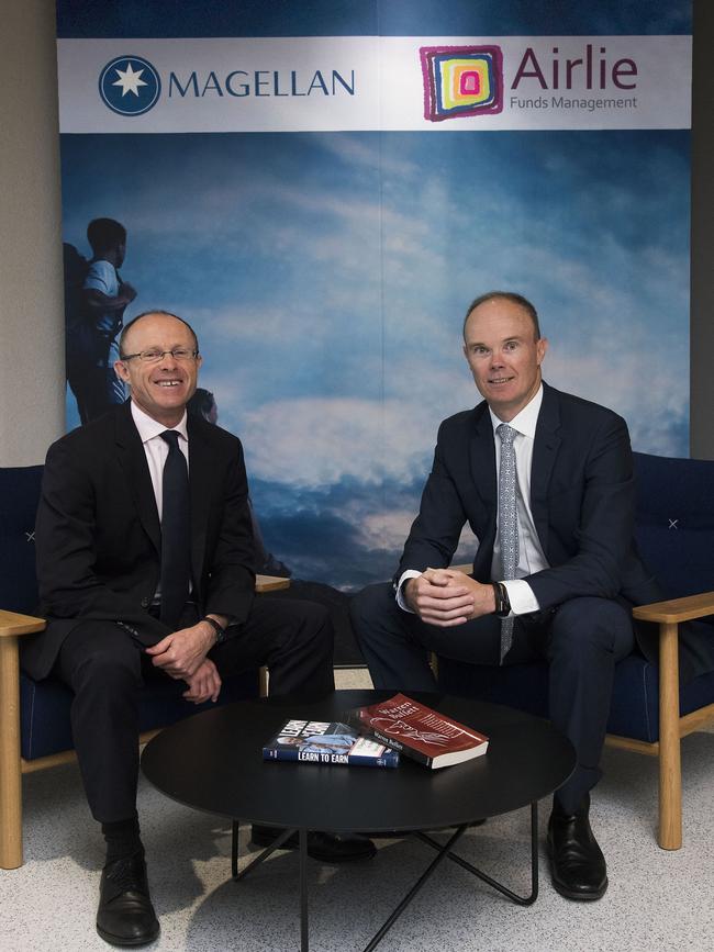 John Sevior with Hamish Douglass of Magellan Financial. Picture: Nic Long