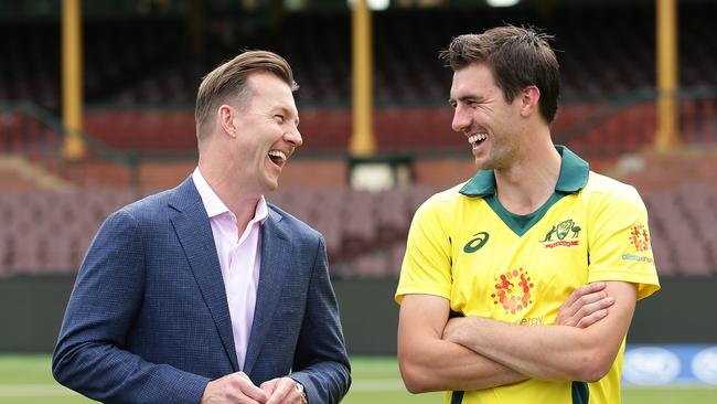 Former Australian cricket great Brett Lee and Pat Cummins at the SCG.