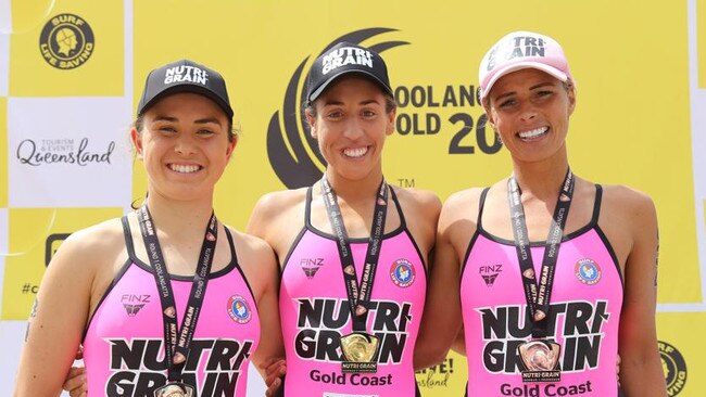 Jemma Smith, left, Lana Rogers, centre and Courtney Hancock, right, are all in the ironwoman field this year.