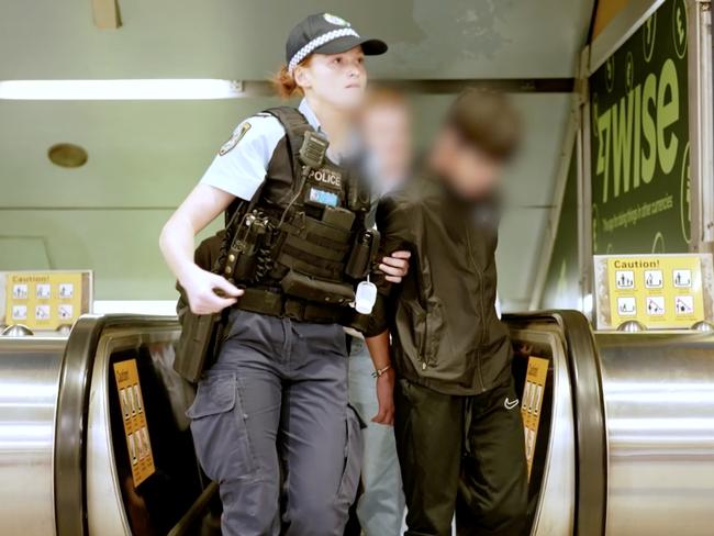 Police arrest one of the alleged offenders. Picture: NSW Police