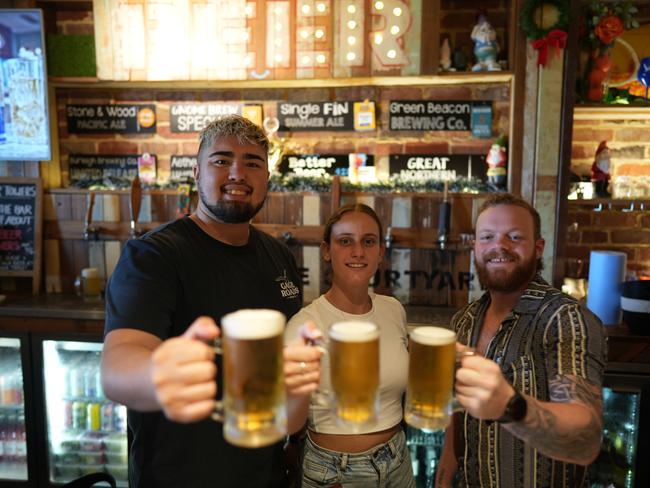 Ben Power, Julie Boioude and Jake Mcanally, all ready to celebrate the New Year. Picture: Nuno Avendano