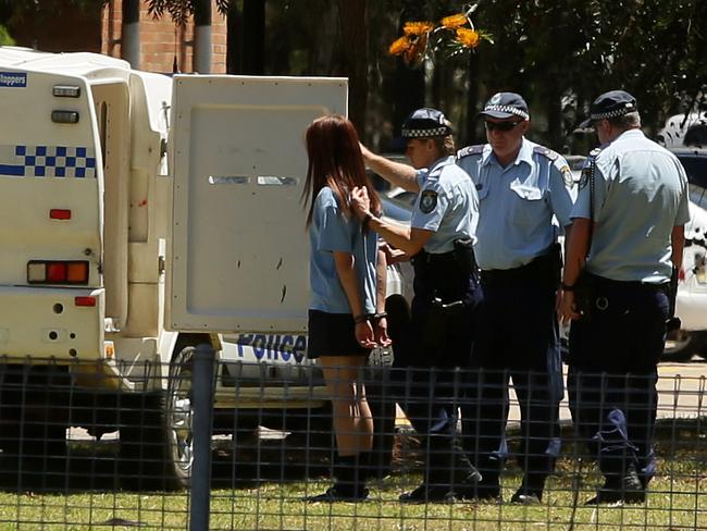 A student was taken into custody after allegedly assaulting another student and telling police she would run away. Picture: Justin Sanson