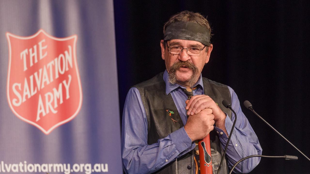 Kaurna man Allen conducting a Welcome to Country for The Salvation Army. Picture: Supplied