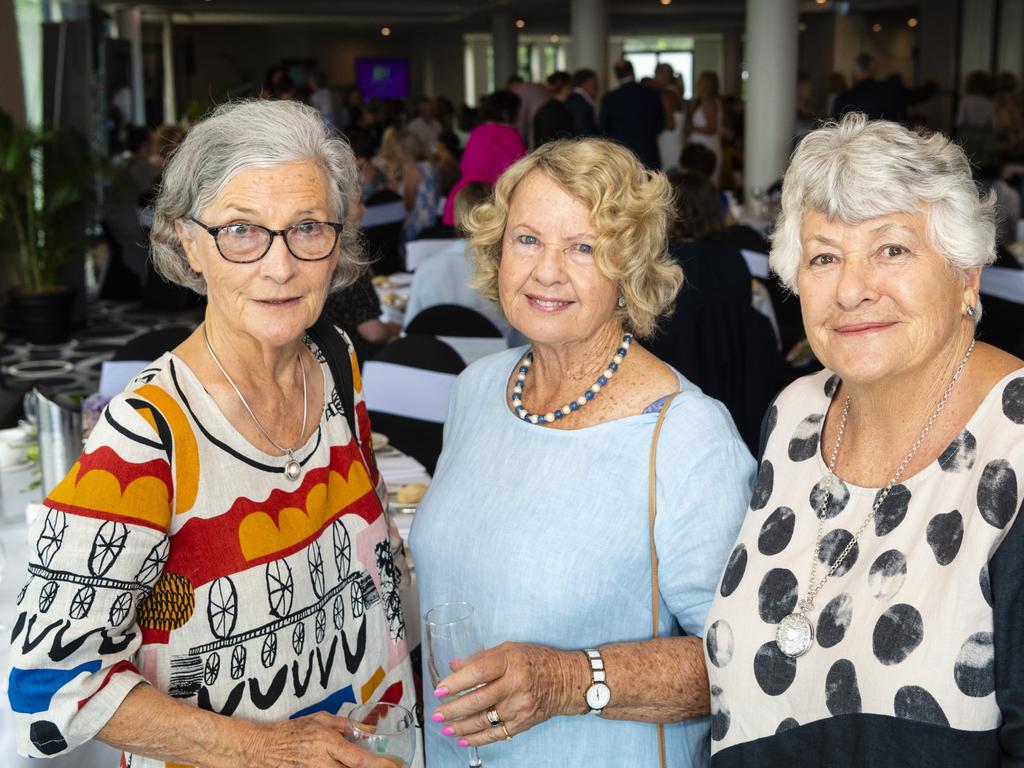 At the International Women's Day luncheon are (from left) Meredith Blomfield, Jill Arthy and Cathy Heilbronn presented by Zonta Club of Toowoomba Area at Picnic Point, Friday, March 4, 2022. Picture: Kevin Farmer