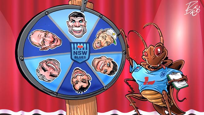 Who will take over as NSW Blues coach? Art by Boo Bailey.