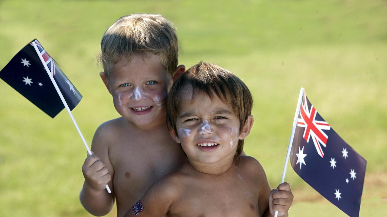 True Blue Aussies Bray Ravenaue with younger brother Preston Ravenaue enjoying the celebrations in Charleville.