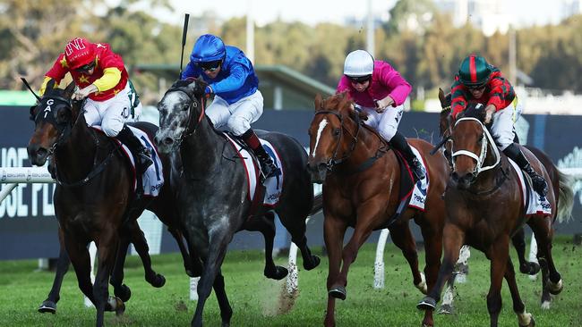 SYDNEY, AUSTRALIA - SEPTEMBER 14: Jay Ford riding Lady Shenandoah wins Race 7 Precise Air Ming Dynasty Quality during Sydney Racing at Rosehill Gardens on September 14, 2024 in Sydney, Australia. (Photo by Jeremy Ng/Getty Images)