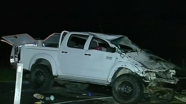 It's believed the HiLux rolled. Picture: Nine News Queensland