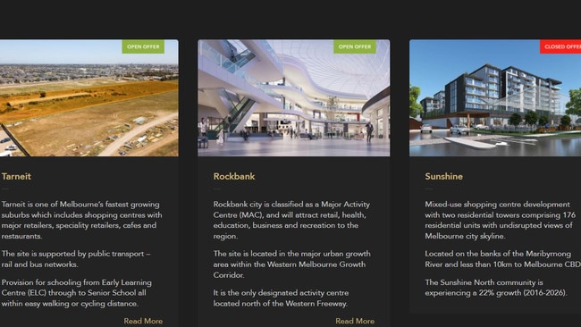 Some of the property developments were still open for investment on the website. Picture: REMI Capital