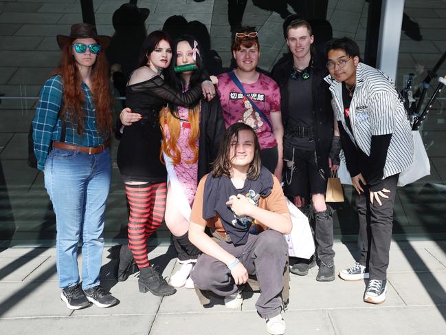 Lyenora, Mavis, Taylor, Rebekah, Cole, DJ and Jordan at The Animaga Expo 2024 held at the Melbourne Convention and Exhibition Centre. Photo: Brendan Beckett