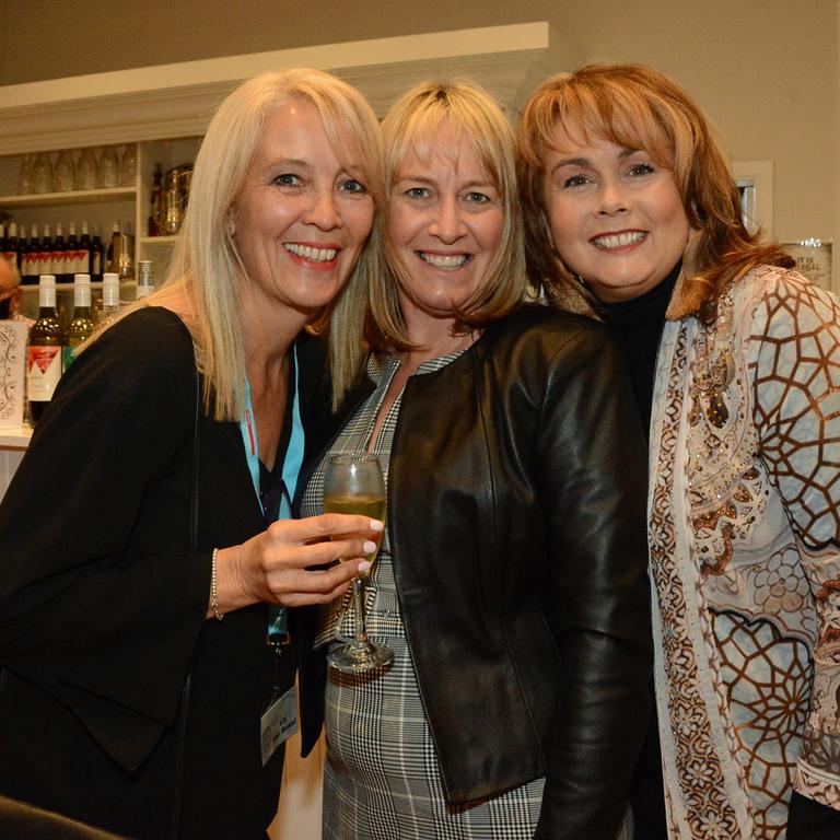 Liz van Boxel, Karen McDonald and Kate Bennett at Mudgeeraba Chamber of Commerce dinner at House of Eco Studio, Mudgeeraba. Picture: Regina King.