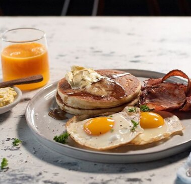 Bacon pancakes from Pancake Parlour in Doncaster, Victoria. Picture: Supplied