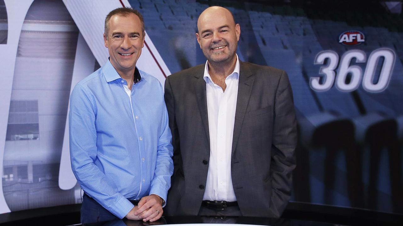 Gerard Whateley &amp; Mark Robinson on the Fox Footy set.