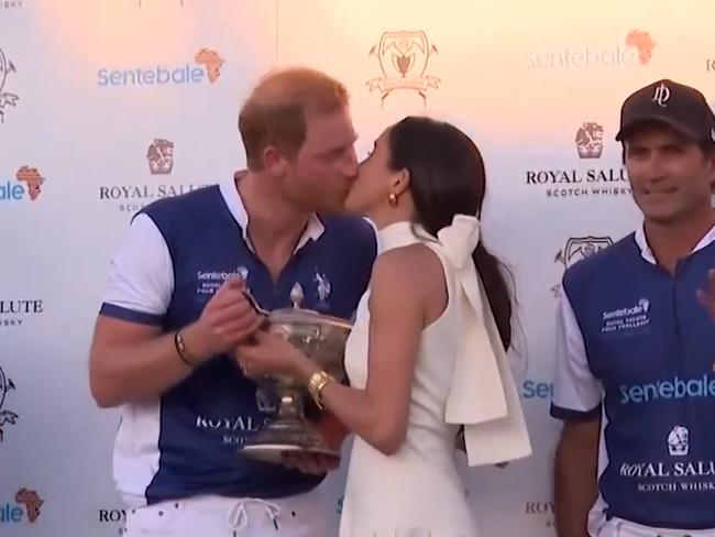 Harry and Meghan, Duke and Duchess of Sussex, put on a loved-up display while attending the Royal Salute Polo Challenge in Palm Beach, Miami.