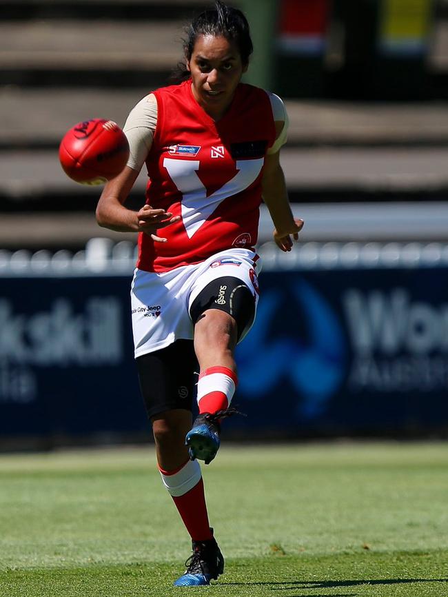 Margaret ( Maggie) Varcoe playing for North Adelaide Football Club. Picture: NAFC