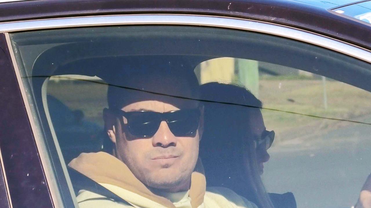 Hayne leaving his Parramatta home for the first time since learning he will not be prosecuted for a fourth time over allegations of sexual assault. Picture: Matrix