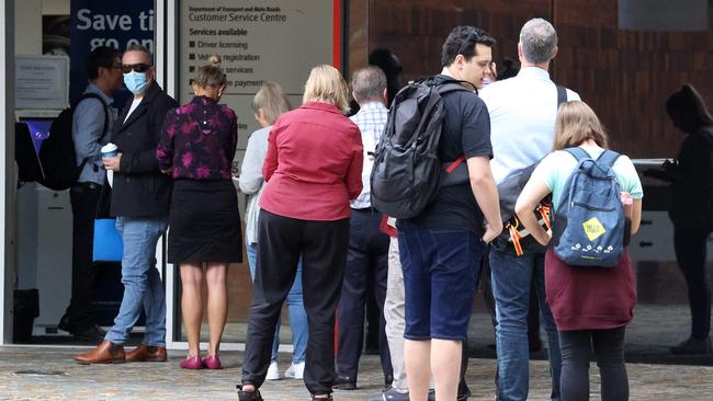 Hundreds of Optus customers have lined up for new licenses amid the hacking scandal. Picture: Liam Kidston