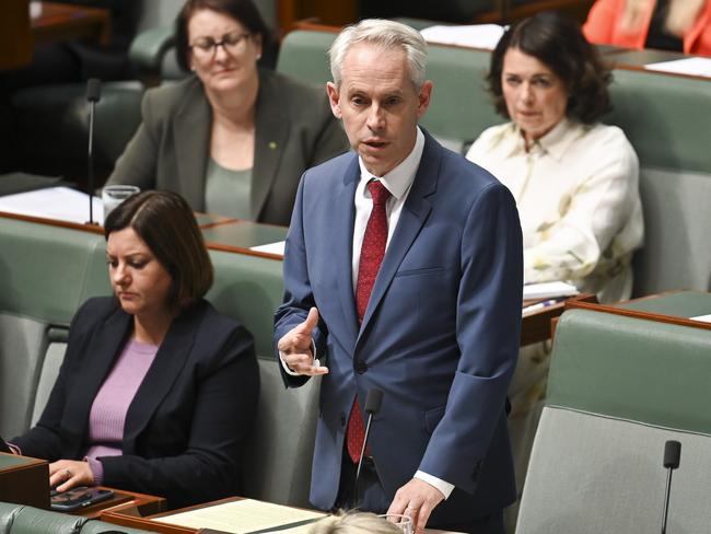 CANBERRA, Australia - NewsWire Photos - July 2, 2024: Minister for Immigration, Citizenship, Migrant Services and Multicultural Affairs, Andrew Giles during Question Time at Parliament House in Canberra. Picture: NewsWire / Martin Ollman