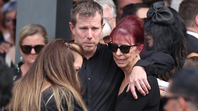 Family and friends gather for the funeral for helicopter pilot Ashley Jenkinson at Southport Church of Christ. Picture: NIGEL HALLETT