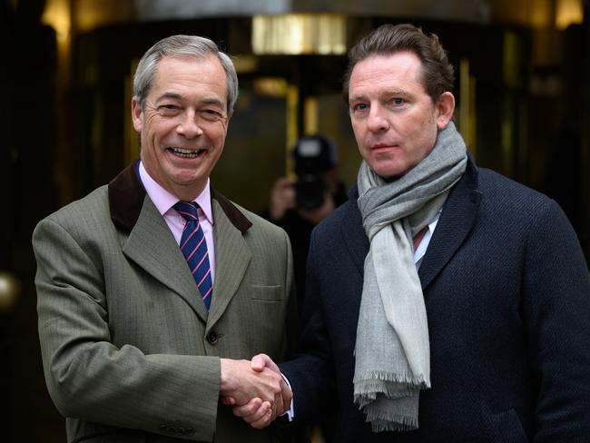 Reform UK leader Nigel Farage and Nick Candy. Picture: Leon Neal/Getty Images