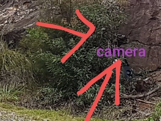 This photo shows the spot where a Queensland Police officer was allegedly hiding with a speed radar gun on the Gold Coast on Sunday. Picture: Ron Kaye