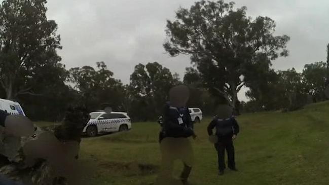 The pair refused to drop their weapons and surrender when officers surrounded the pair at a Barnawartha North camping ground. Picture: Supplied