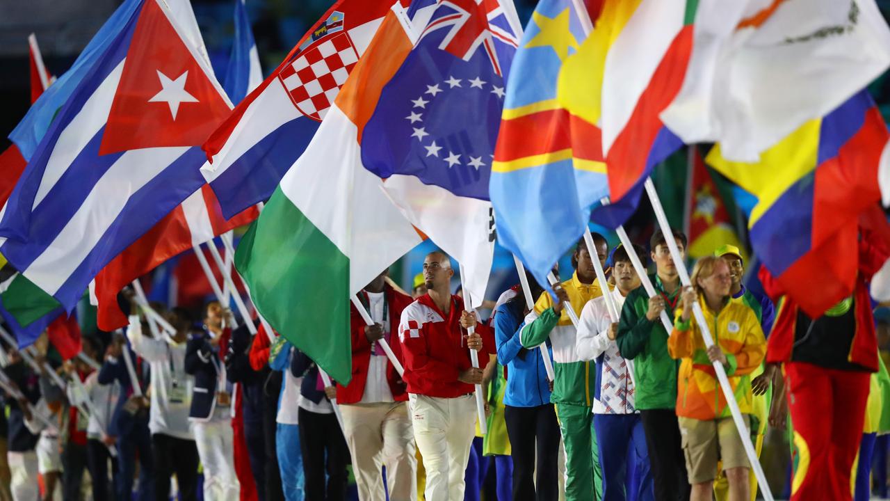 The Olympic Games bring people of the world together, as seen by the marching of athletes at the closing ceremony of the Rio Games in Brazil in 2016. Picture: Getty Images