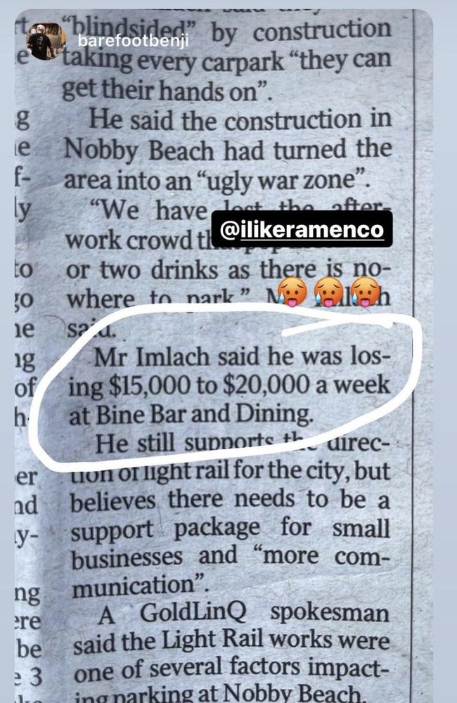 I Like Ramen owner Dominic Benjamin responds to Scott Imlach's backflip on light rail stage 3 construction pain