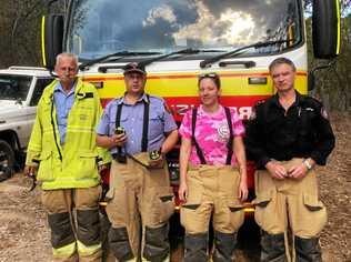 Dennis Buckley, Jeff Campbell, Tamara Houghton and Chris Mattock, from the Esk Auxiliary Fire Brigade. Picture: Brad Weir