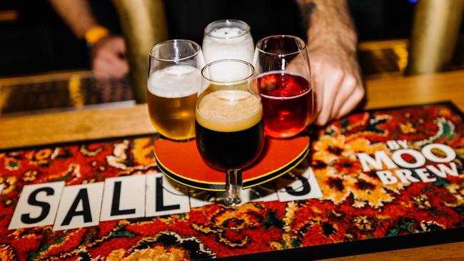 Some of the Moo Brew craft beer offerings, which is the main event at new Salamanca luxury dive bar, Manky Sally’s. Picture: Jesse Hunniford/MONA