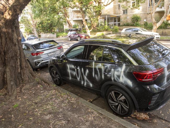 SYDNEY, AUSTRALIA. NewsWire Photos.November 21, 2024.Cars were damaged overnight with Anti-Israel graffiti in SydneyÃs eastern suburb of Woollahr.Picture: NewsWire / Jeremy Piper