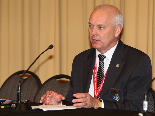 Delegates from many countries attended the FBI conference held at the Marriott. Press conference, Deputy Police Commissioner Ross Barnett. Picture by Scott Fletcher