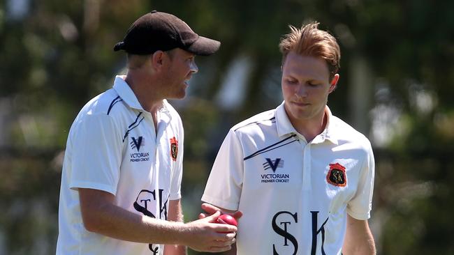 Josh Bartlett of St Kilda is handed the ball during the Premier Cricket match between Footscray-Edgewater versus St Kilda played at the Merv Hughes Oval Edgewater on Saturday 6th February, 2016. Picture: Mark Dadswell