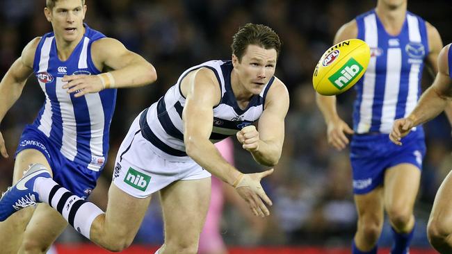 Patrick Dangerfield had a career-best 48 disposals. Picture: Michael Klein