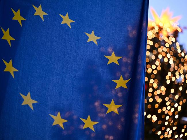 The European Union flag is being used as part of the new proposal. (Photo by Kirill KUDRYAVTSEV/AFP)