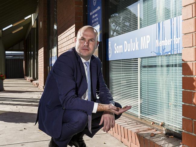 Member for Waite, Sam Duluk at his Blackwood electoral office that was 'egged' overnight , photographed Thursday May 16, 2019 - pic AAP/MIKE BURTON