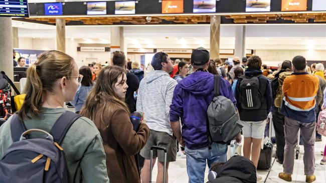 Jetstar check-in at Brisbane Airport after CrowdStrike global IT outage, Saturday, July 20, 2024 - Picture: Richard Walker