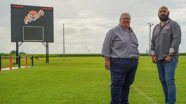 Wests Tigers Mackay chairman Brett Leach and general manager Kingsley Theiber. Picture: Heidi Petith