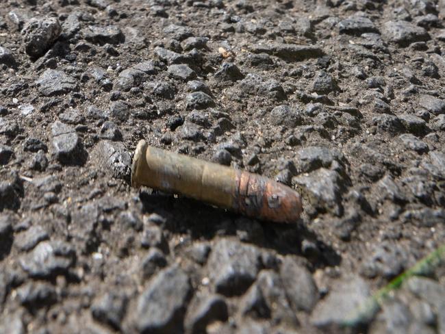 A 9mm bullet was located outside of the synagogue. Picture: Tony Gough