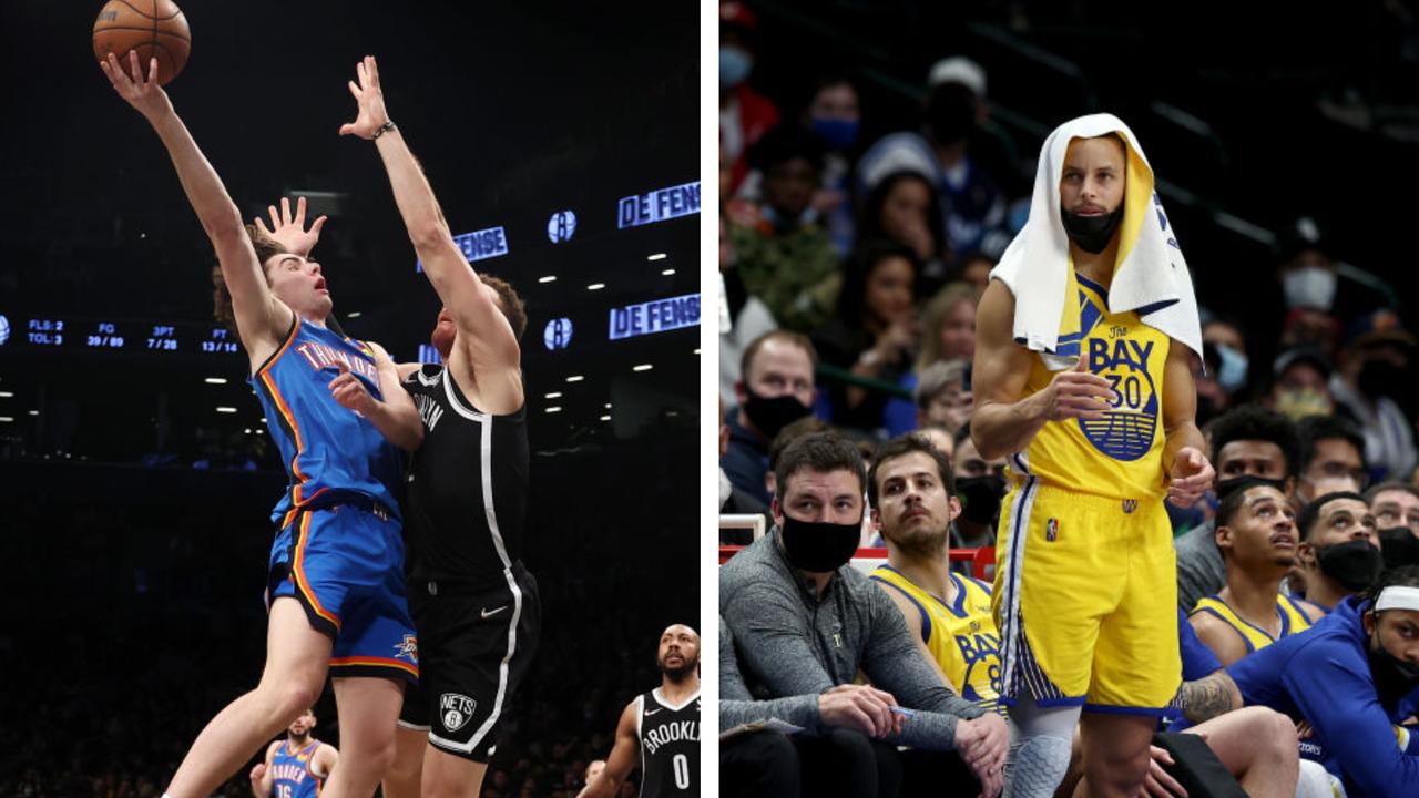 Warriors hold off Nets, Thunder stun NBA champion Nuggets