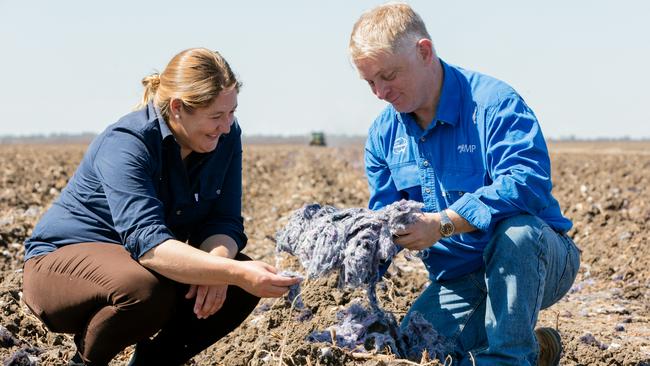 Dr Meredith Conaty with Dr Oliver Knox on Sam Coulton's Goondiwindi property Alcheringa. Picture: Melanie Jenson