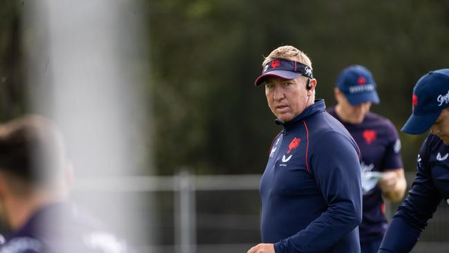 Trent Robinson sat down with Matt Lodge and was convinced it was the right move for his club. Picture: Roosters Digital