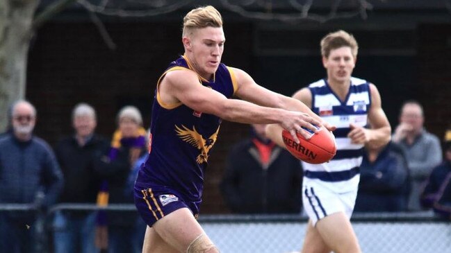 Luke McComb on the go for Vermont in the Eastern Football League (EFL). Picture: Davis Harrigan