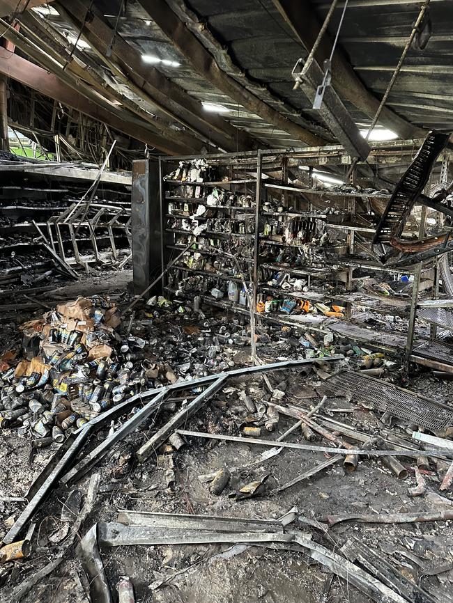 Damage inside the Woolworths at Stirling which was destroyed by fire. Picture: Supplied