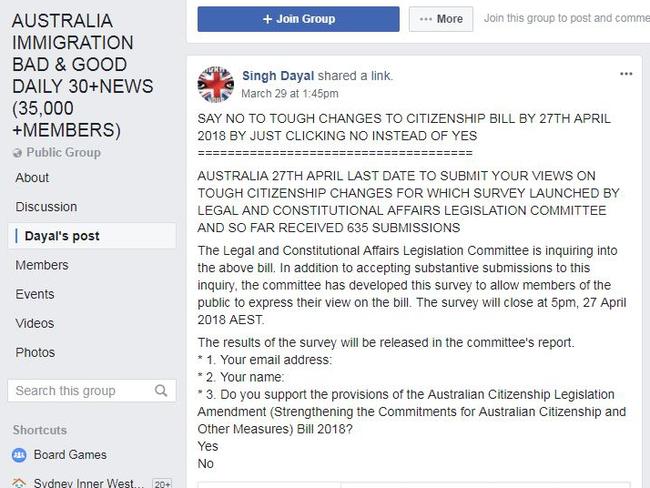 Another Facebook post urging followers to interfere in the results.