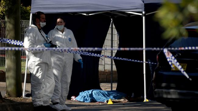 The body of Ferenc ‘David’ Stemler sprawled on a Canterbury street. Picture: NCA NewsWire