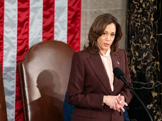 Kamala Harris certifies her loss to Donald Trump in a joint session of Congress. Picture: AFPAFP)