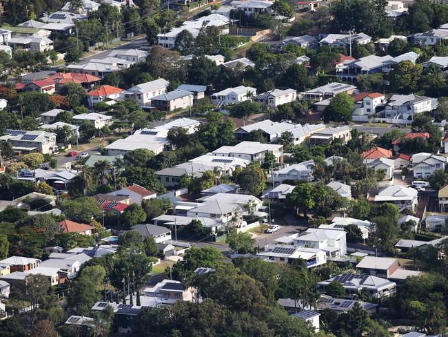 DO NOT USE BEFORE DEC 28TH, CONTACT COURIER MAIL PIC DESK Aerial images over Brisbane in summer. Generic house, houses, suburbs, solar panel, Queenslander homes.