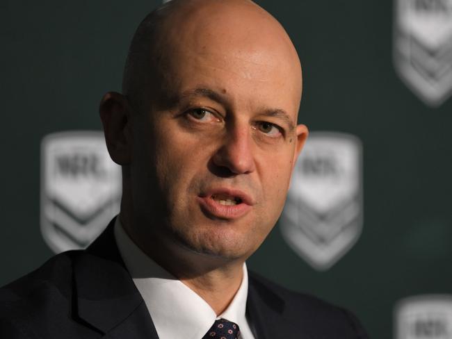 NRL CEO Todd Greenberg at a media briefing today at NRL headquarters in Sydney, Tuesday, June 12, 2018. (AAP Image/Simon Bullard) NO ARCHIVING, EDITORIAL USE ONLY