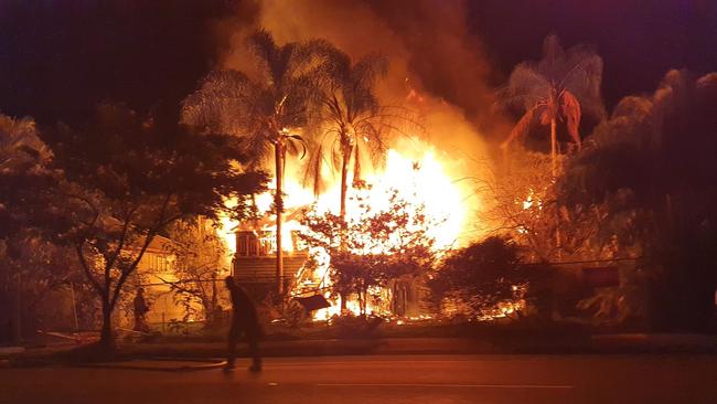 A large fire at an abandoned house in Cannon Hill. Picture: Phil Whyte